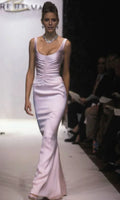 Vintage Blush Prom Dresses Square Neck with Satin Mermaid Silhouette and Ruched Bodice