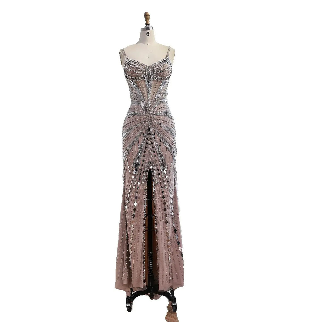 Luxury Nude Corset Beaded Mermaid Prom Dress LA72803A
