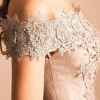 Off The Shoulder Tulle Short Prom Dress, Appliques Scoop Homecoming Dresses