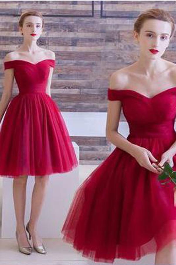 Tulle A Line Off The Shoulder Homecoming Dresses Short Prom Dresses