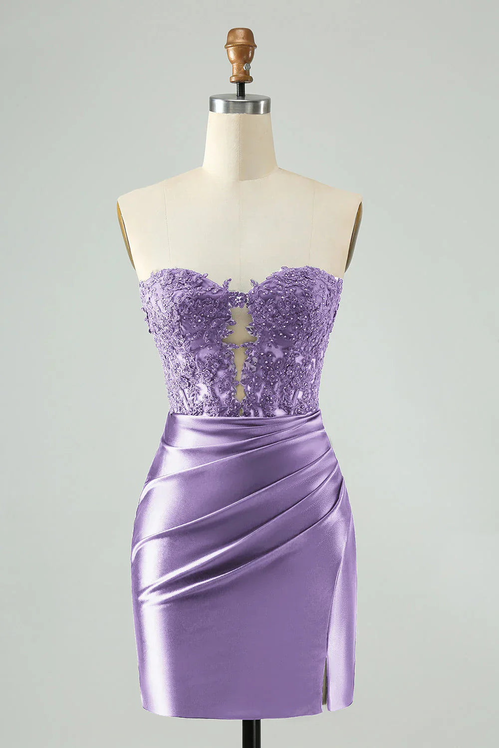 Sparkly Strapless Beaded Appliques Fuchsia Homecoming Dress