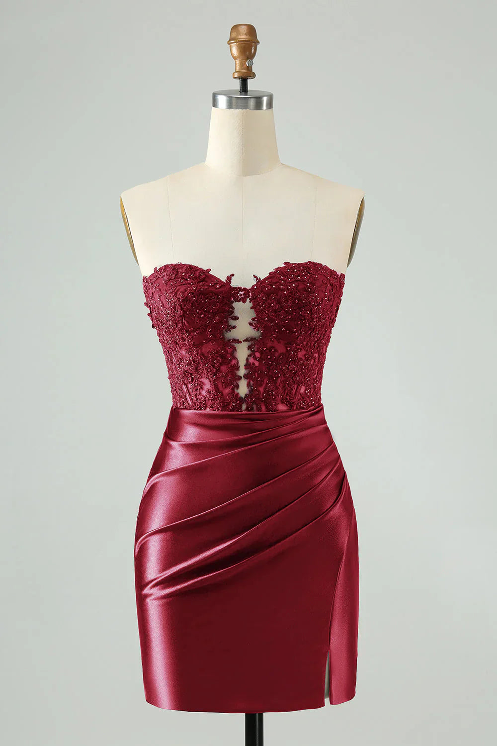 Sparkly Strapless Beaded Appliques Fuchsia Homecoming Dress