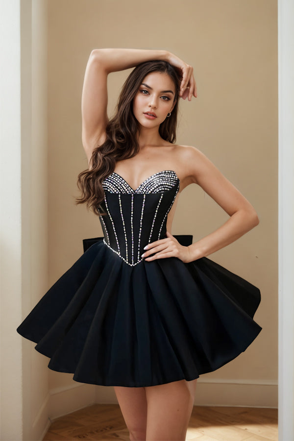 Strapless Sweetheart Light Short Homecoming Dress With Beading