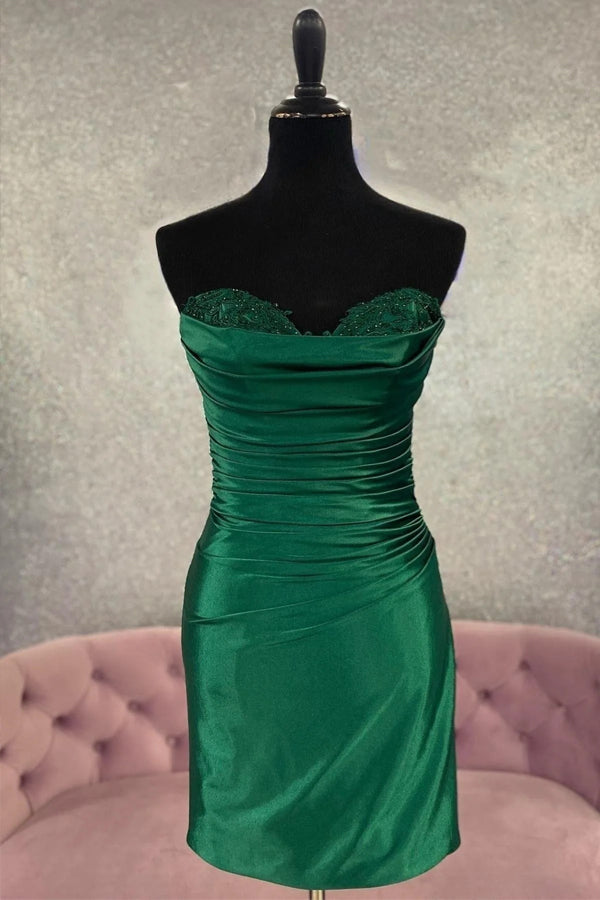 Strapless Satin Sweetheart Short Mini Homecoming Dress