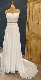 Vintage Two Pieces Soft Satin Beach Boho Country Women Wedding Gown 2024 Bridal Receipt Dinner Party Wedding Dress suknia slubna