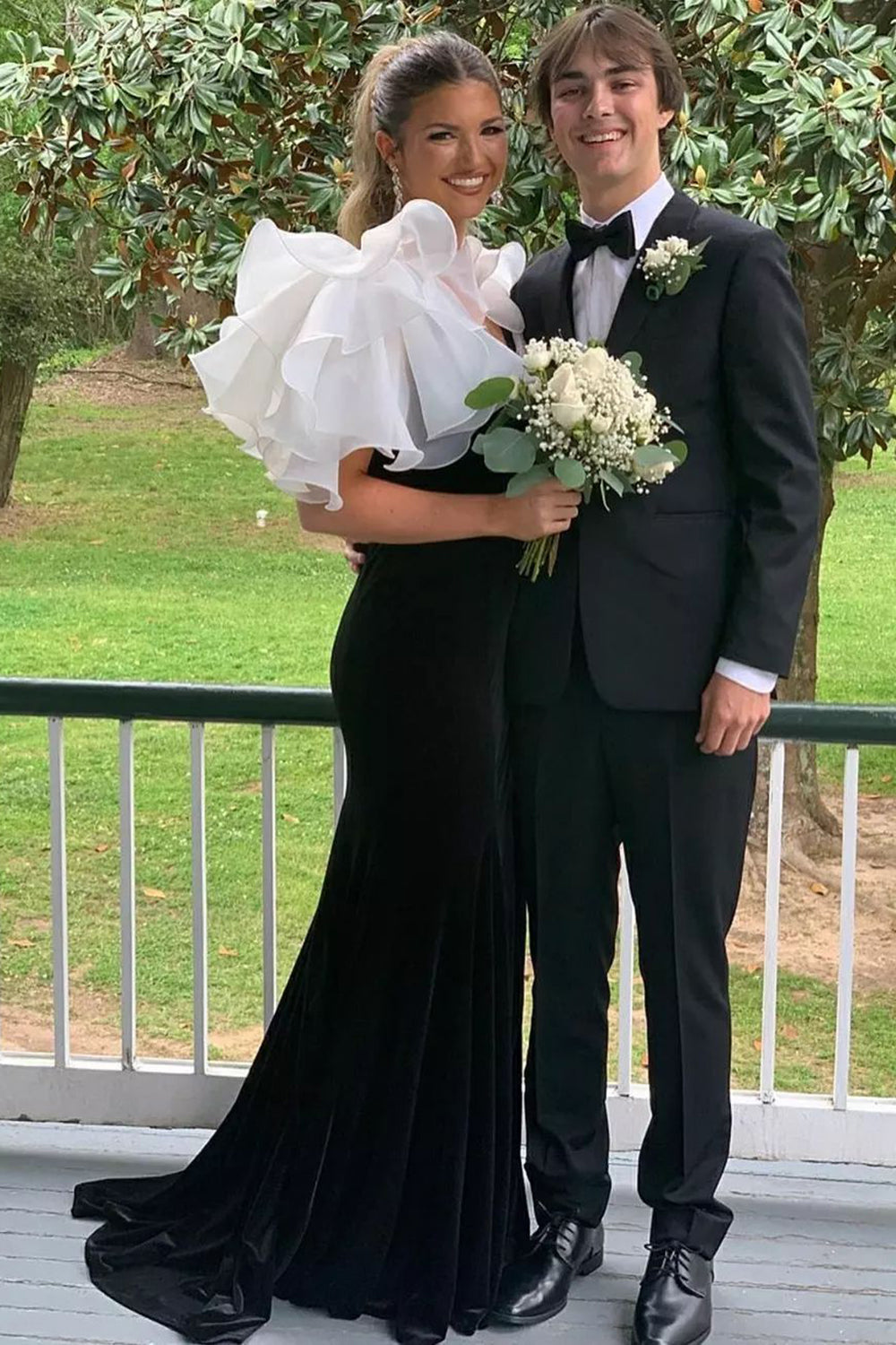 Mermaid V Neck Velvet Prom Dress with Slit