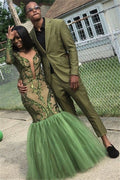 Army Green Slim Fit 2 Pieces Notch Lapels Men's Prom Suits