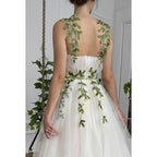 A-Line Straps Tulle Appliques Sleeveless Prom Evening Formal Dress