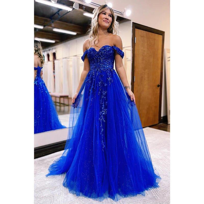 A Line Sweetheart Appliques Senior Purple Prom Dress with Slit