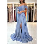 A Line Sweetheart High Split Sparkly Prom Dress