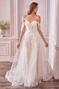 Long Off Shoulder Wedding Dress Bridal