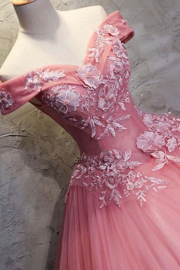 Ball Gown Off-the-Shoulder  Tulle Wedding Dress With Appliques