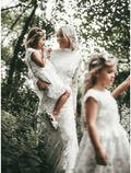 Beach Wedding Dresses Court Train Mermaid / Trumpet Long Sleeve High Neck Lace With Appliques Solid Color&nbsp;