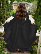 A-line Satin Asymmetrical Flower Girl Dress