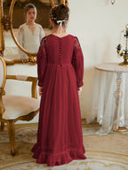 A-line Chiffon Floor-length Ivory First Communion Dress