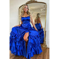 Classic & Timeless Off-Shoulder A-line Side Slit Sleeveless Formal Party Prom Dress