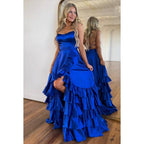 Classic & Timeless Off-Shoulder A-line Side Slit Sleeveless Formal Party Prom Dress