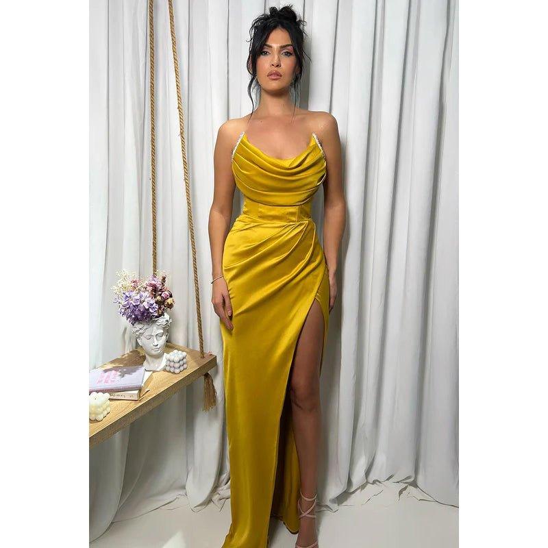 Classic & Timeless Scoop Sleeveless Side Slit Sheath Ruched Formal Party Prom Dress
