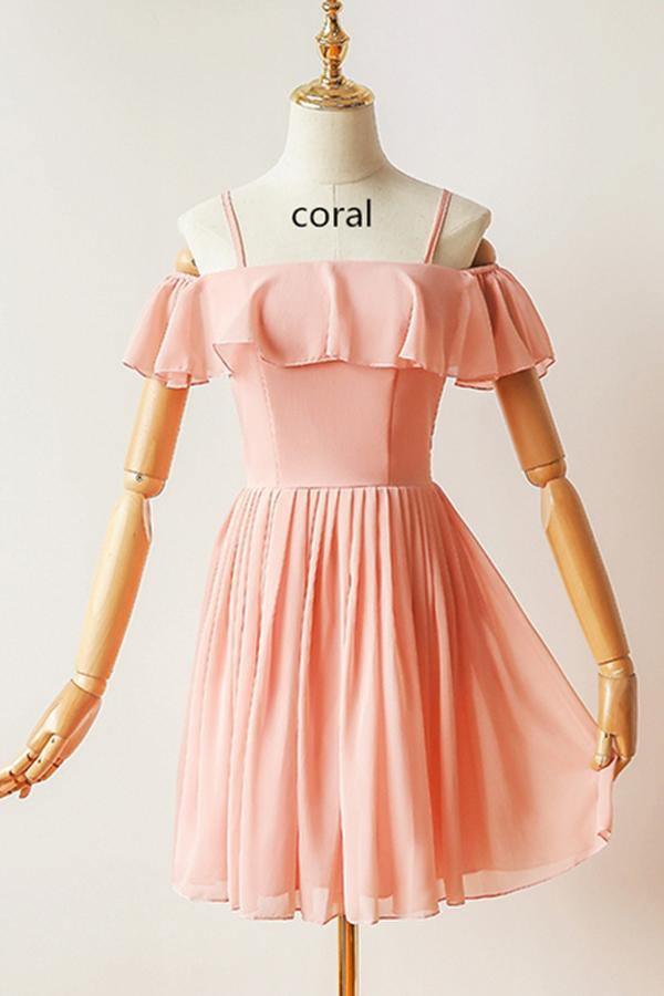 Cold Sleeves Short Prom Dress Chiffon Homecoming Dress