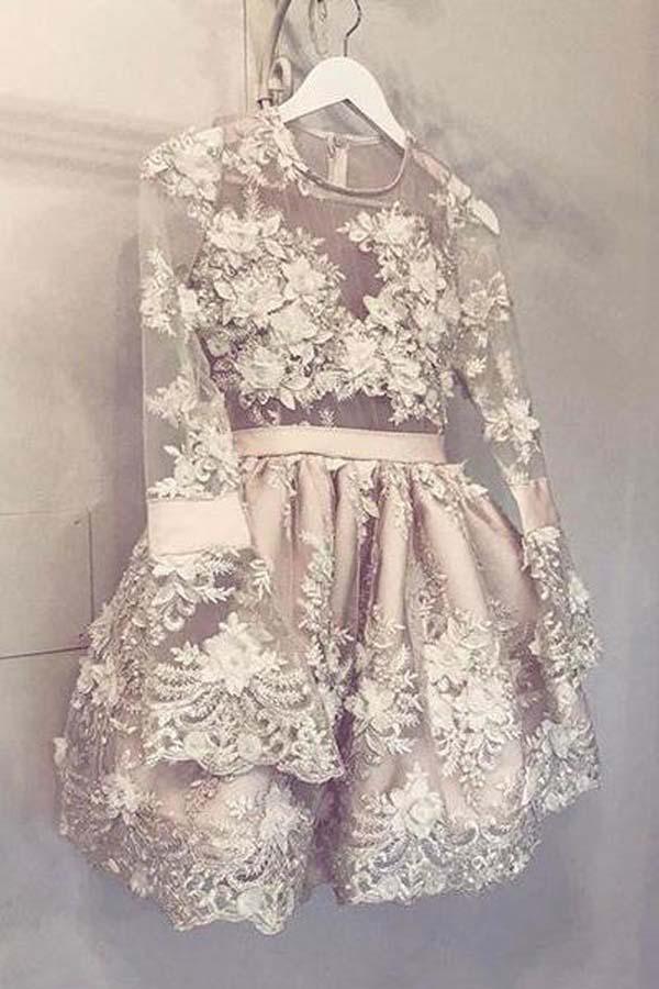 Cute Long Sleeve Homecoming Dress Short Prom Dress Party Dress