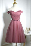 Cute Off Shoulder Sweetheart Tulle Homecoming Dress Party Dress