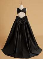 Ball-Gown/Princess Satin Sweep Train Flower Girl Dress