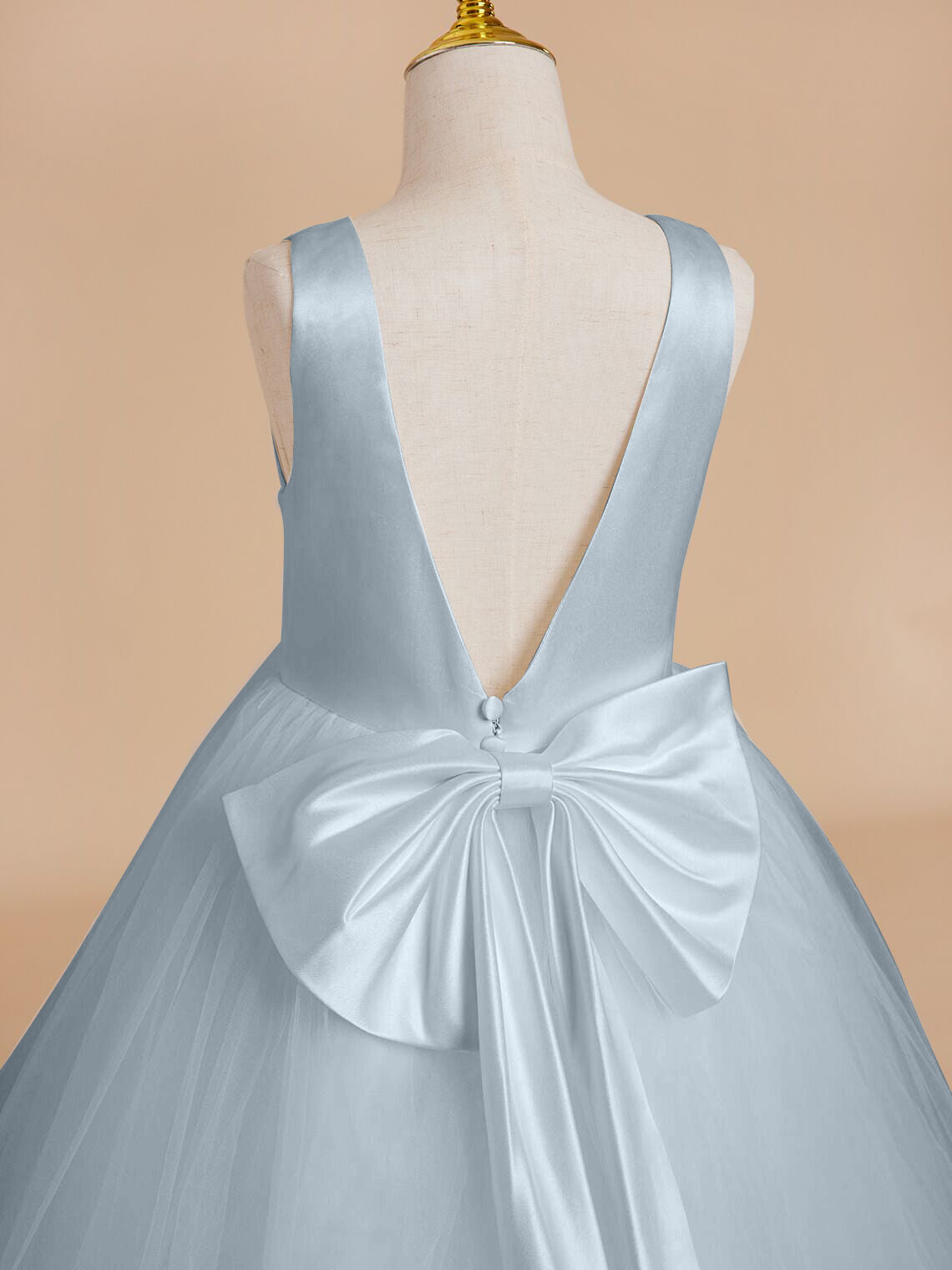Classic White A-line Sleeveless Satin and Tulle Flower Girl Dress