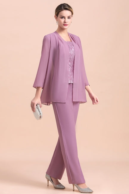 Elegant Cap-Sleeves Lace Chiffon Affordable Mother of Bride Online with Wrap