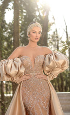 Elegant Off-the-shoulder Long Sleeve Prom Dress Mermaid Evening Gowns