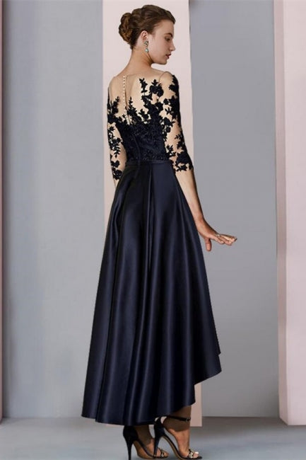 Elegant Short Black Mother Of The Bride Dresses Lace Bridesmaid Dresses With Sleeves