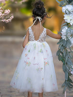 Tulle Knee-length Lace Embroidery Dress