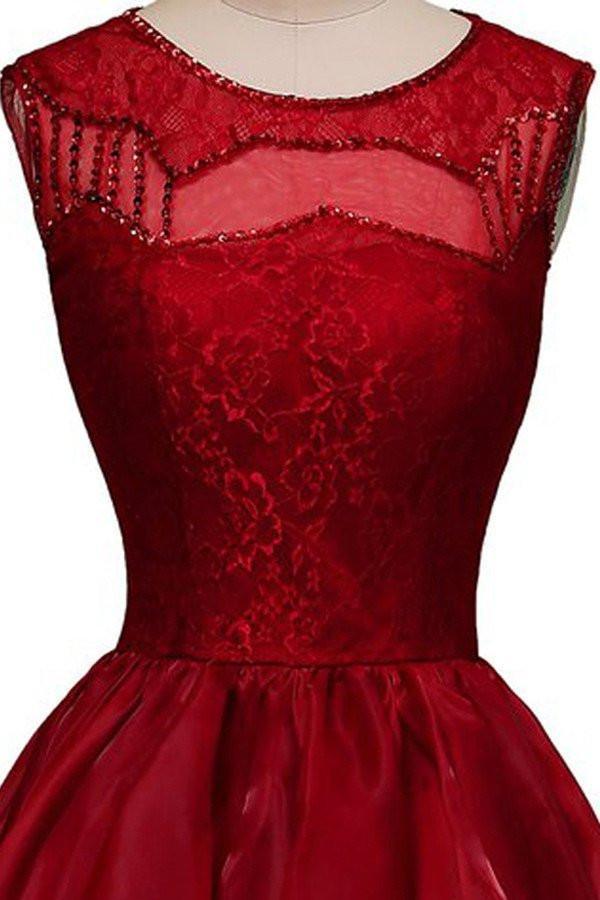 High-low Organza Beading Prom Dresses Evening Gowns Party Dresses