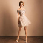 Homecoming Dress Off-the-shoulder Lace Short Prom Dress Party Dress
