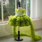 Ball-Gown/Princess Tulle Asymmetrical 1st Birthday Party Baby Girl Dress