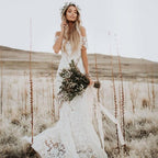 Ivory Mermaid Lace Wedding Dresses Neckline Beach Wedding Dress