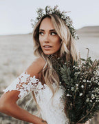 Ivory Mermaid Lace Wedding Dresses Neckline Beach Wedding Dress
