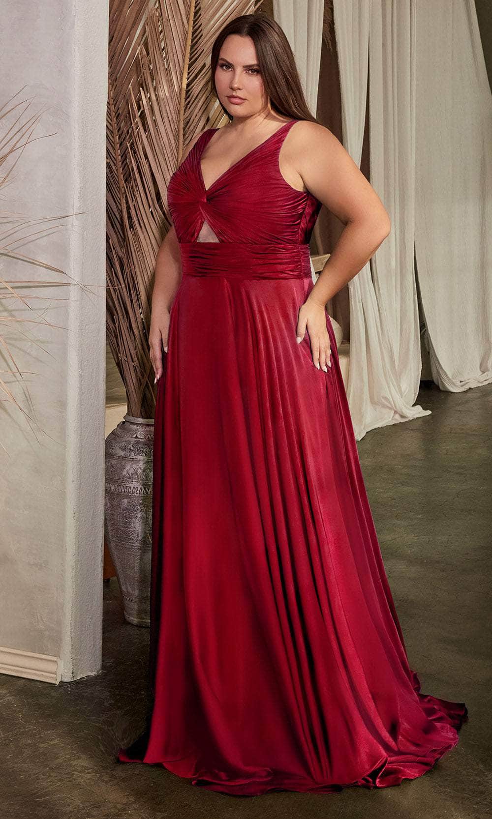 Ruched Knotted V-Neck Prom Gown