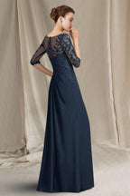 Elegant A-Line Lace Mother of The Bride Dress Scoop Neck Half Sleeve Bridesmaid Dresses With Appliques