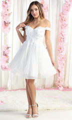 Applique Off Shoulder Cocktail Dress
