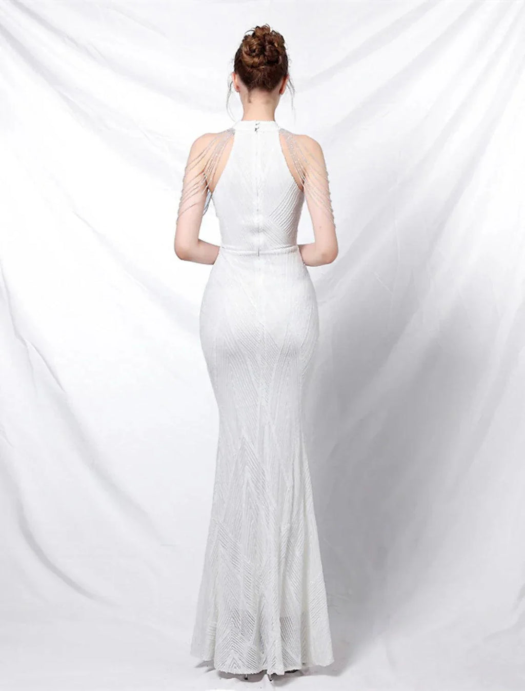 Mermaid / Trumpet Prom Dresses Sparkle & Shine Dress Formal Wedding Guest Floor Length Sleeveless Halter Neck Sequined with Sequin