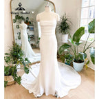 NumberSea Beach Mermaid/Trumpet Boho Soft Satin Pleat Women Wedding Dress Sweep Train Off Shouler Bridal Reception Wedding Party Gown 2025