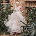 NumberSea Boho Lace Wedding Dresses 2021 Lakshmigown Vestido de Noche New V Neck Luxury Beading Sexy Lace Bridal Gown Robe Mariee