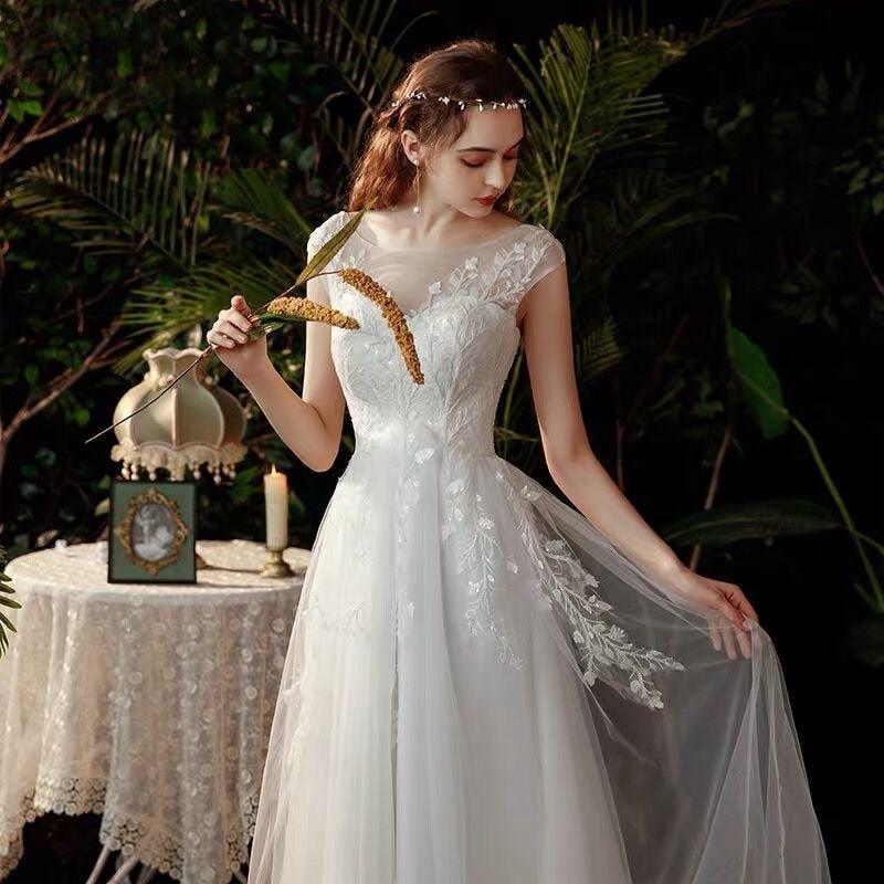 NumberSea Boho robe de mariee vestido novia wedding dress longue Robe De Soiree simple robe de soiree bride to be gown lace robe