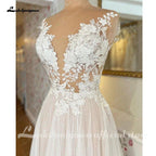 NumberSea Boho Wedding Dress with Cape Beach Summer 2025 Lace A Line Bridal Gowns V Neck Backless Vestido Verano