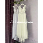 NumberSea Boho Wedding Dresses 2024 V Neck Beach Lace Bridal Wedding Gowns Elegant Tulle A Line Bridal Dress