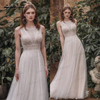 NumberSea Boho Wedding Dresses Open Back Beach Lace
