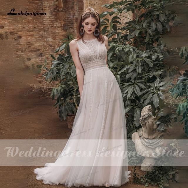 NumberSea Boho Wedding Dresses Open Back Beach Lace