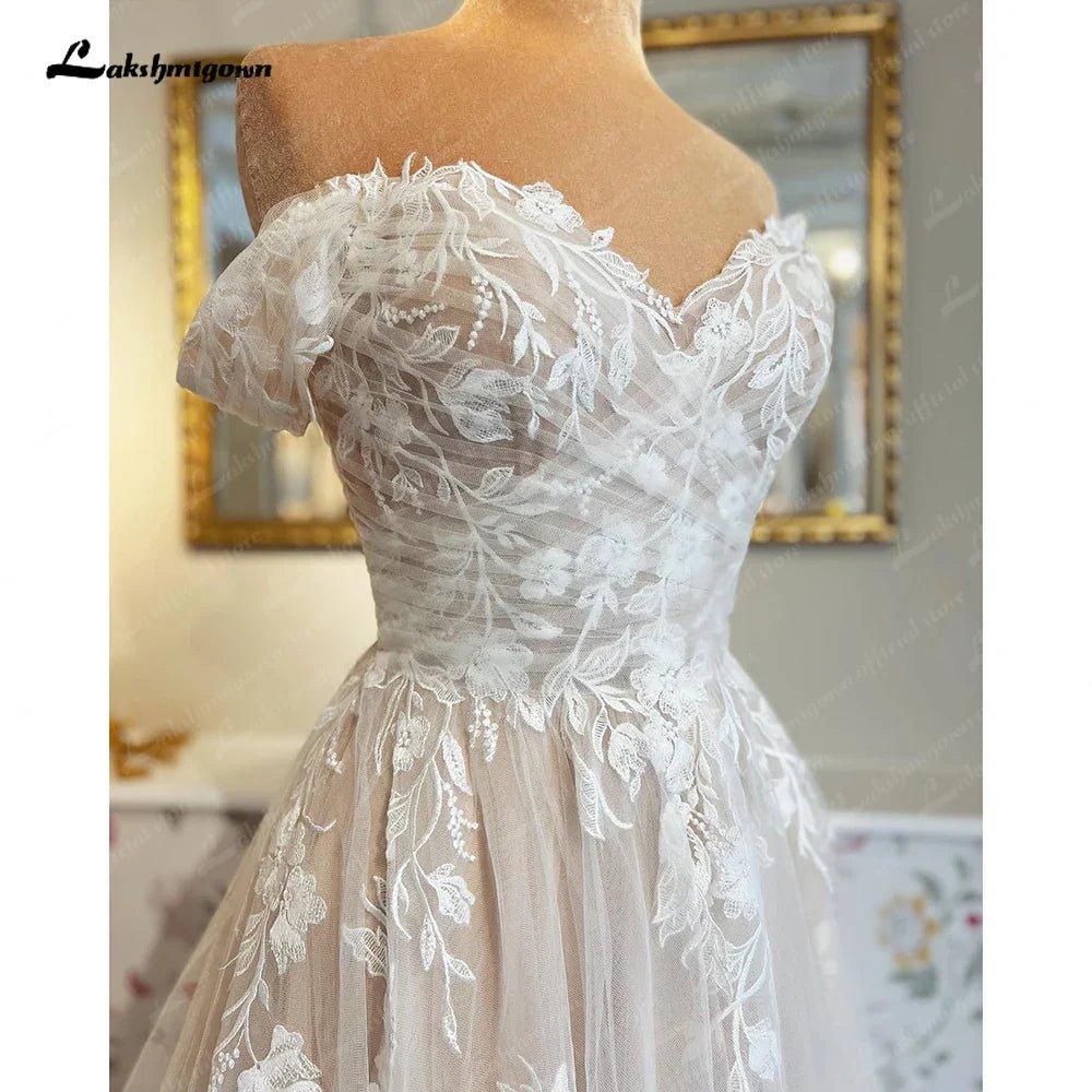NumberSea Bridal Boho Wedding Gown Off The Shoulder Plus Size Women Church Wedding Dresses Sweetheart Lace Appliques