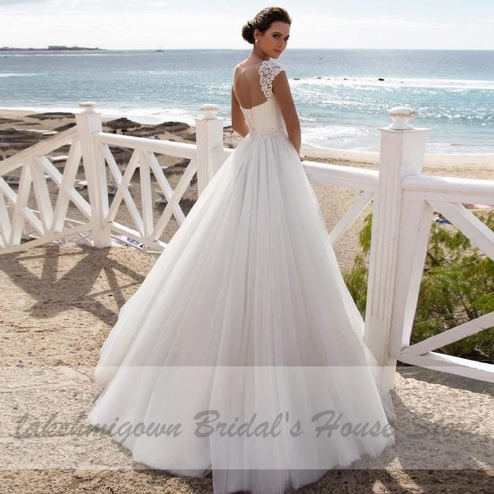 NumberSea Bridal Gown Wedding Dress Lace Up Back Floor Length