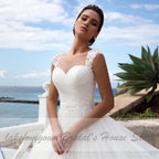 NumberSea Bridal Gown Wedding Dress Lace Up Back Floor Length